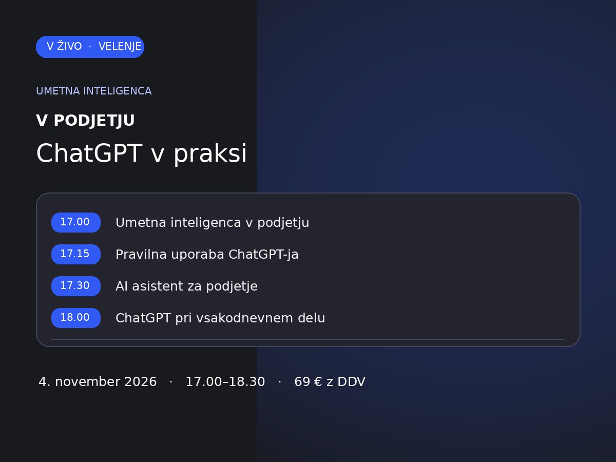 Program predavanja Umetna inteligenca v podjetju: ChatGPT v praksi