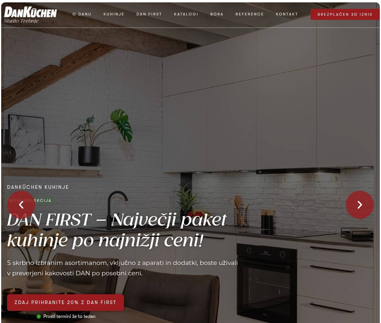 Posnetek spletne strani DanKüchen Studio Trebnje