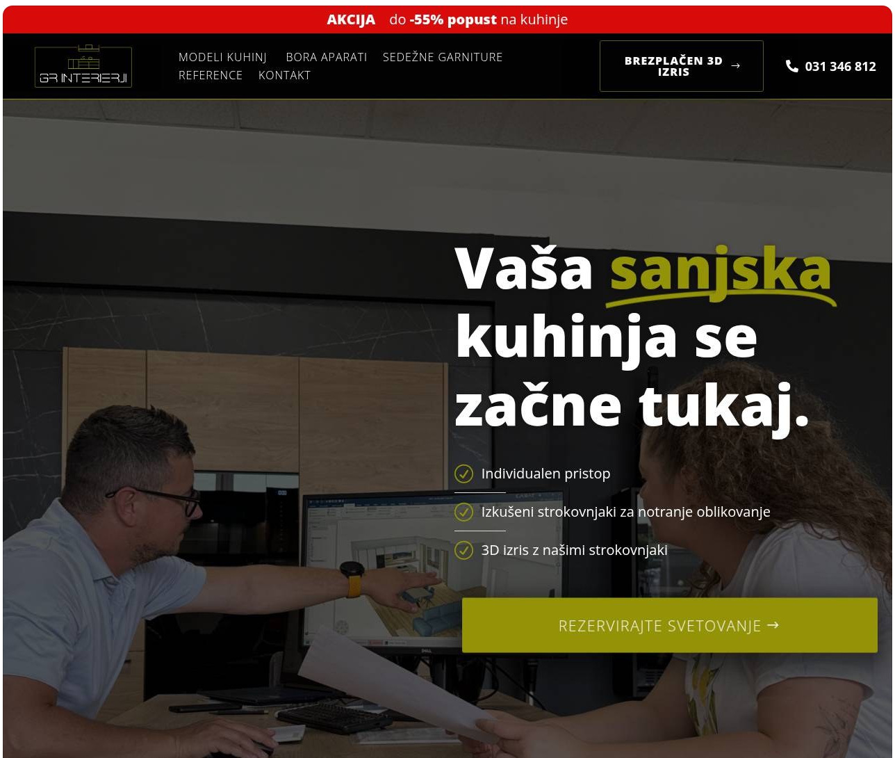 Posnetek spletne strani GR Interierji