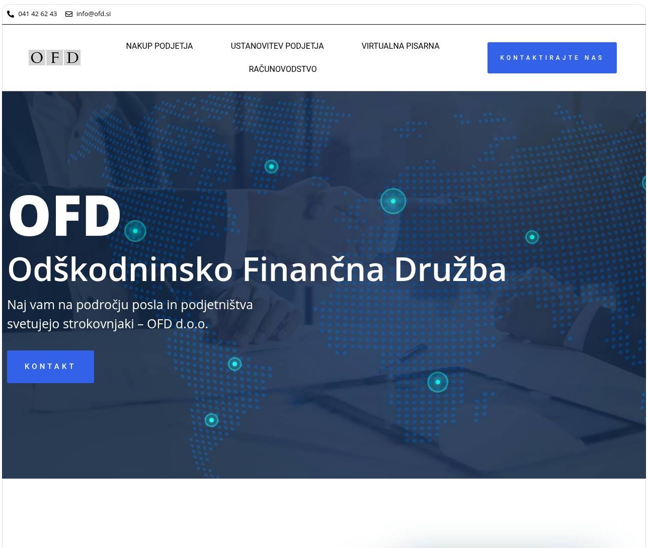 Posnetek spletne strani OFD · Odškodninsko finančna družba