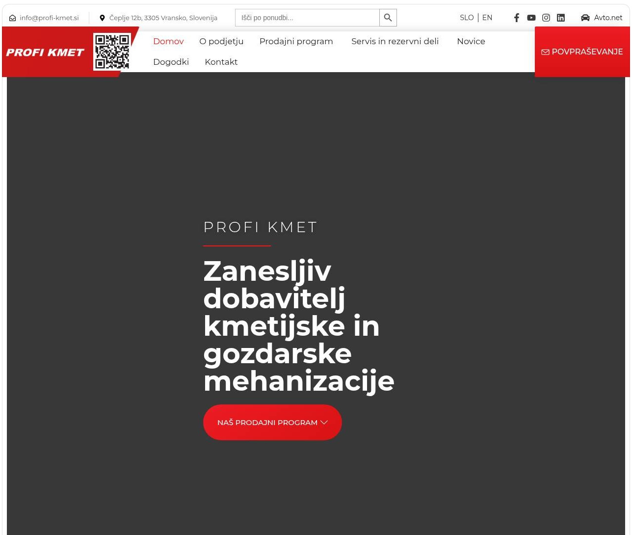 Posnetek spletne strani Profi Kmet