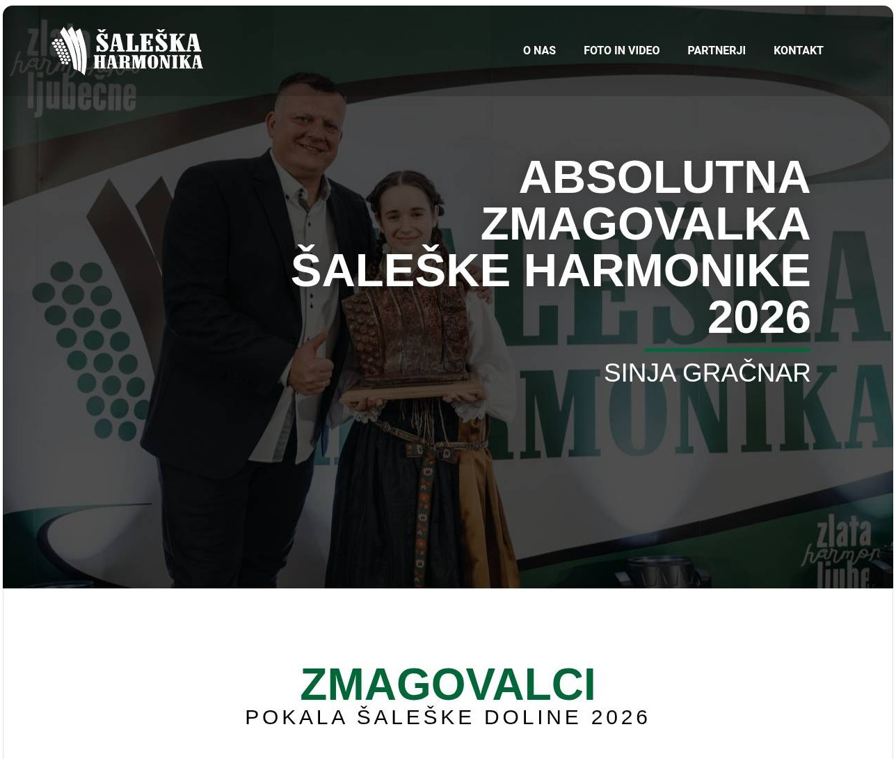 Posnetek spletne strani Šaleška harmonika